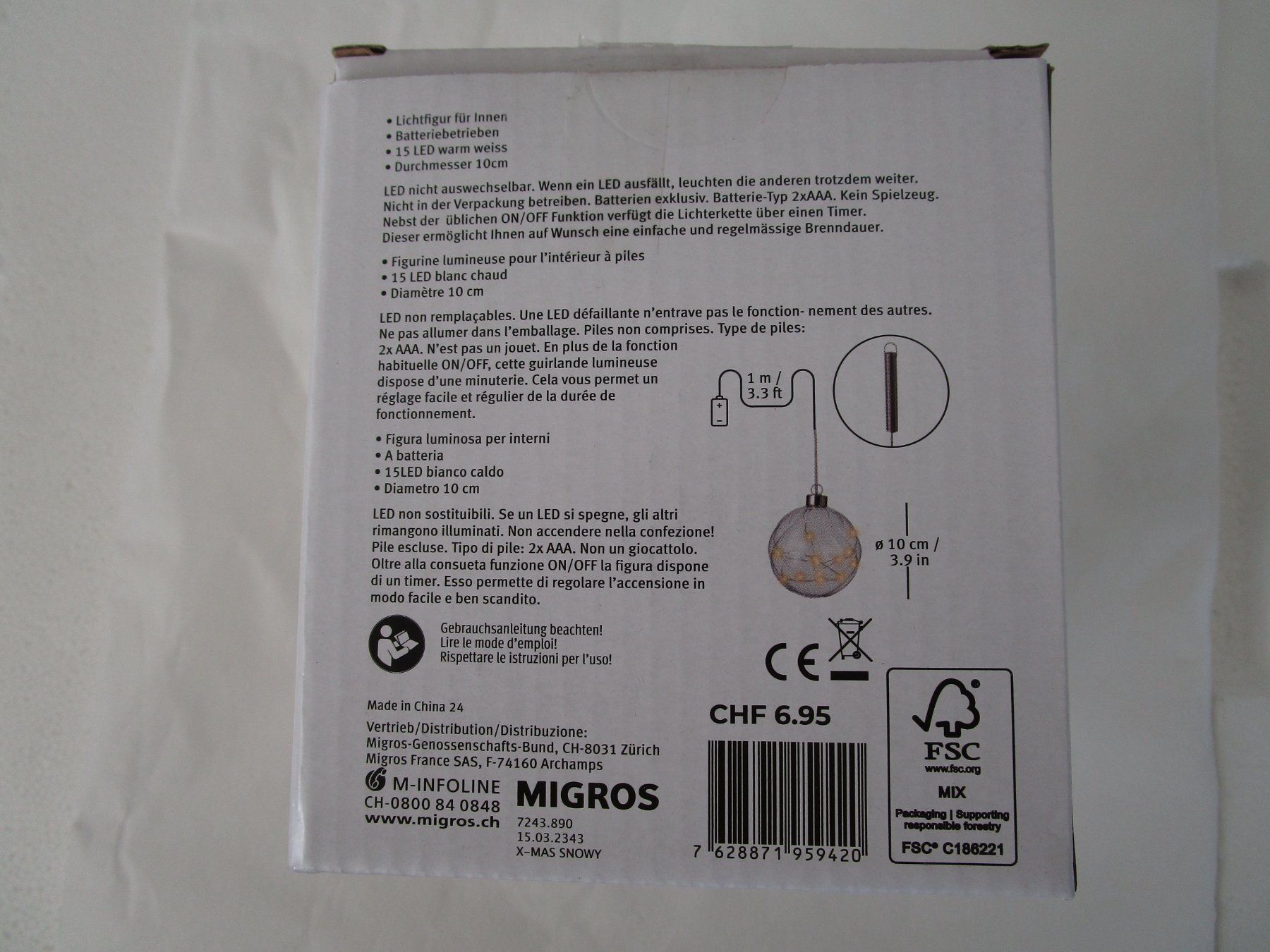 Migros Tutte le decorazioni: Dekokugel mit LED – Nuovo e nell'imballaggio originale da Grenchen venduto da Uhus15 4
