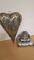 Dekohänger Herz und Engel Figur silberfarben 2 Teile
