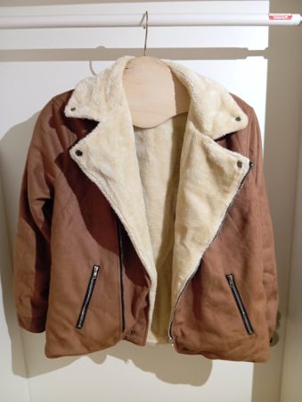 Winter Jacke in Wildleder Optik mit Teddyfell, Grösse M