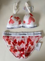 CALVIN KLEIN, Triangel-BH und Slip, Gr. M (Set), Weiss/Rot