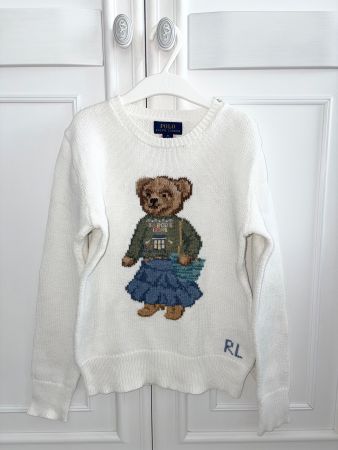 Ralph Lauren girls 8-10 Y sweater pullover bear NP 319 CHF