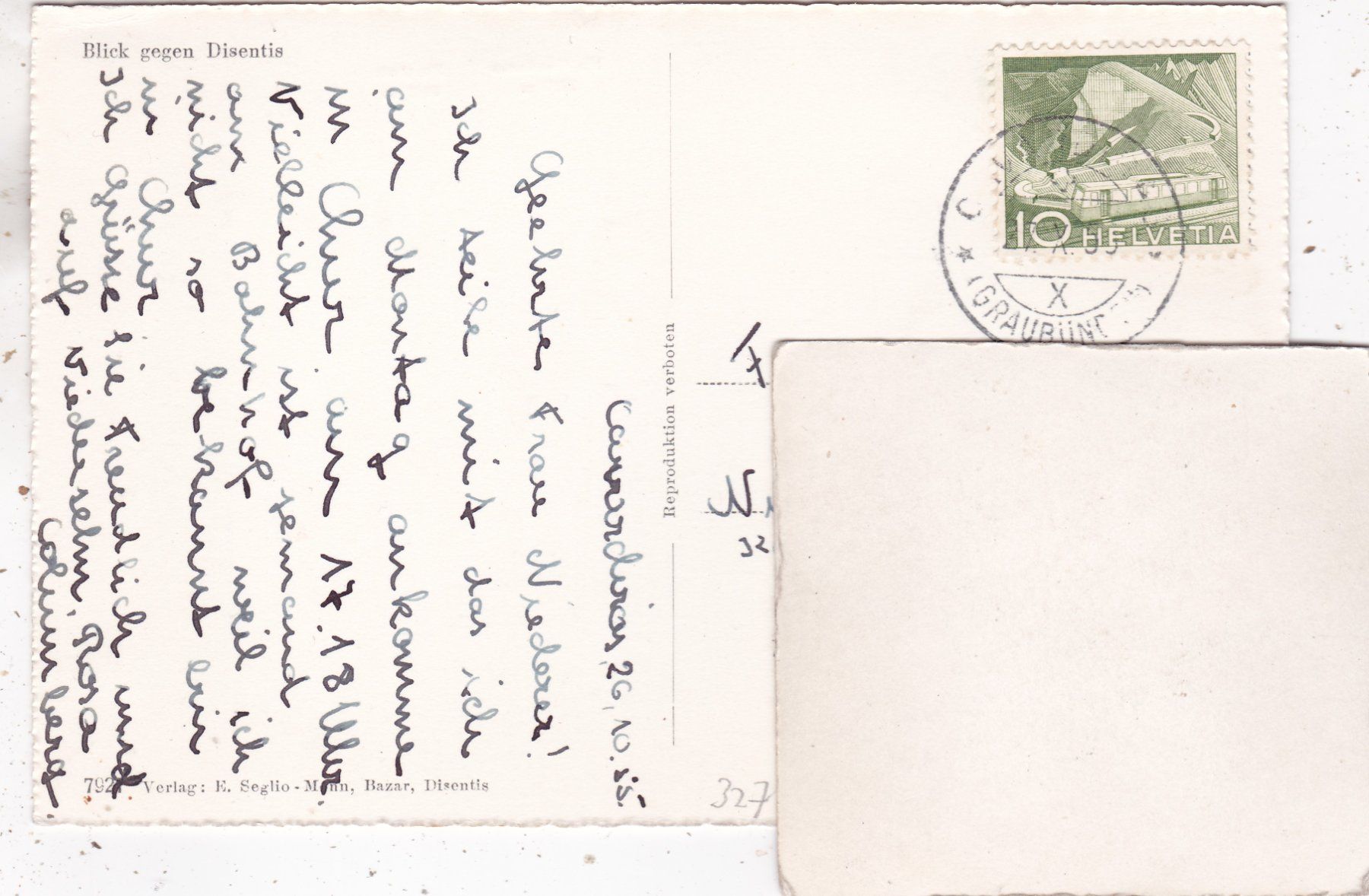 Cartes postales: Blick gegen Disentis 1955 – D'occasion à Herisau par Lisegrat2008 1