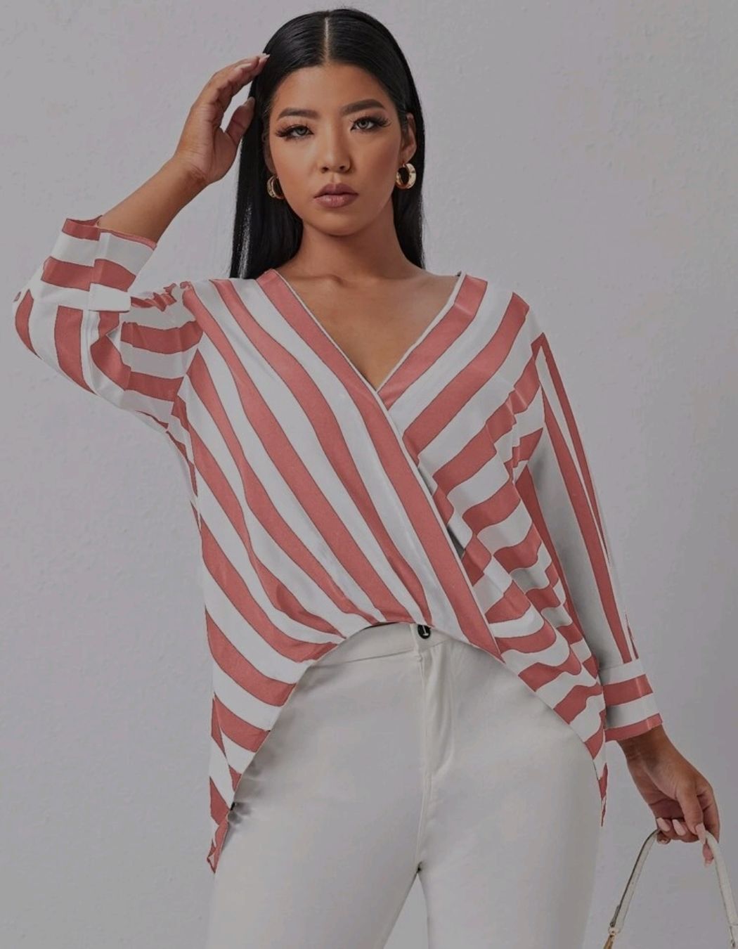Shein Blusen: Blouse rayée, col V, 0xl, neuve – Neu (gemäss Beschreibung) aus Lausanne von LilyRose5 4