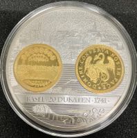 versilberte Medaille Basel 20 Dukaten 1741, PP, Top Zustand