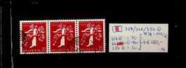 SUISSE BANDE DE 3 OBLITÉRÉE (Z27c) 1939. SBK 60.00.  /T349