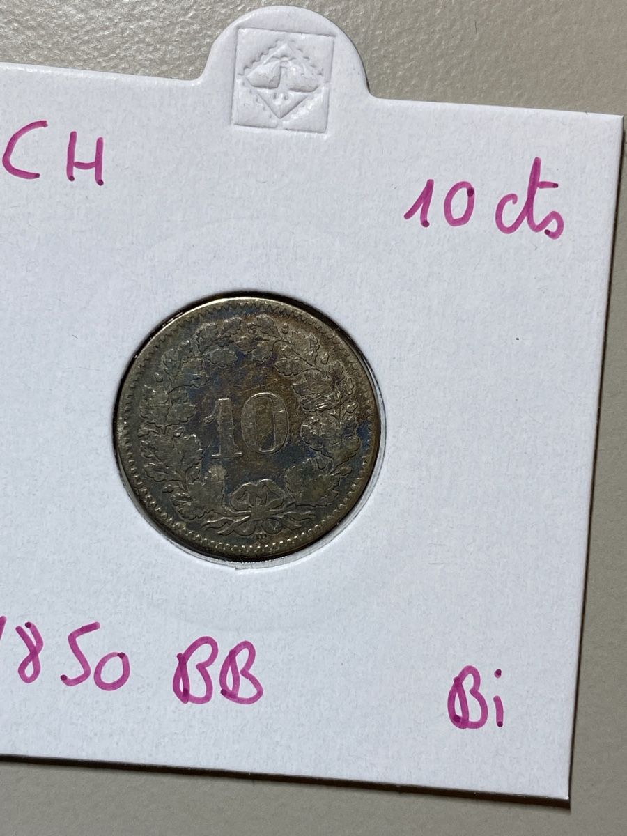 Tutti le monete: Suisse - 10 centimes - 1850 BB - AG  – Usato da Payerne venduto da Mike1682