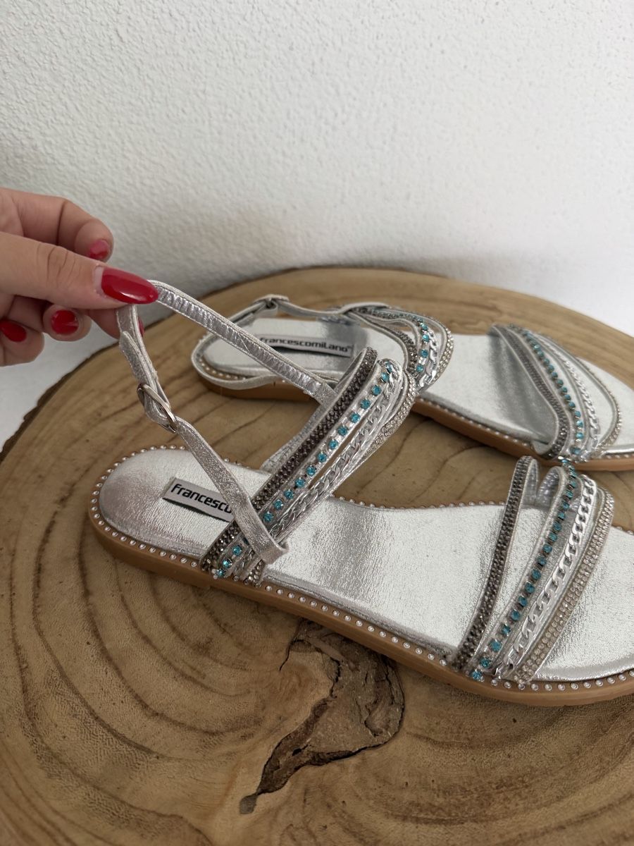 Damenschuhe: Francescomilano Sandalen Silber mit Strass Gr. 39 – Neu (gemäss Beschreibung) aus Hägglingen von Raff_Ella 3