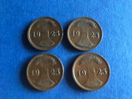 Münze Münzen 2 Rentenpfennig 1923 D, F, G Deutsches Reich 4S