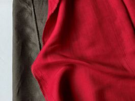 Ital. Designer Leinen Stoff gewoben 1.75x1.50m deep red