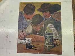 gemälde antik auf papier gemalt