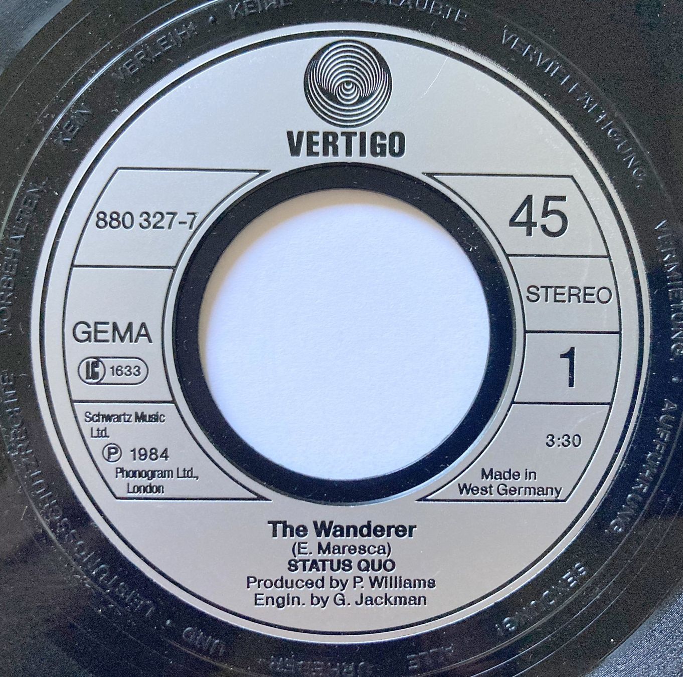 Vinyles: STATUS QUO - THE WANDERER – D'occasion à Bottens par hotter-than-hell 2