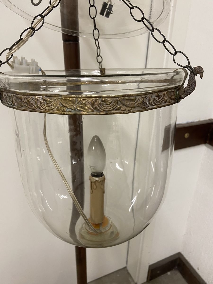 Lampade: Antike  Kolonial Hängelampe, Glas & Messing – Usato da Dietikon venduto da brocki-eyra 6