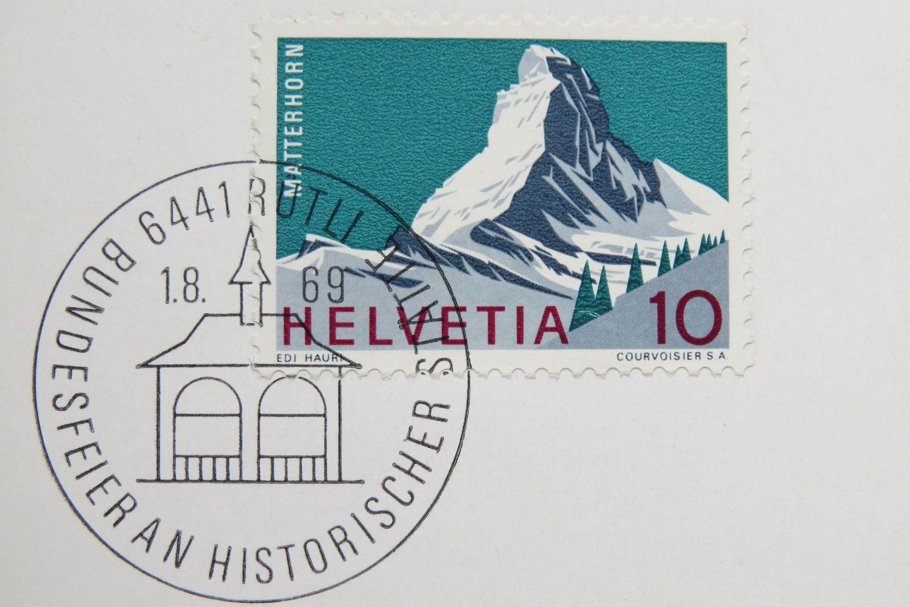 Tutti i francobolli: PTT-Böglein mit Stempel RÜTLI 1.August 1969 – Usato da Brunnen venduto da Kumari 1
