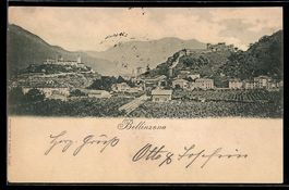 AK Bellinzona, Panorama mit Burgen