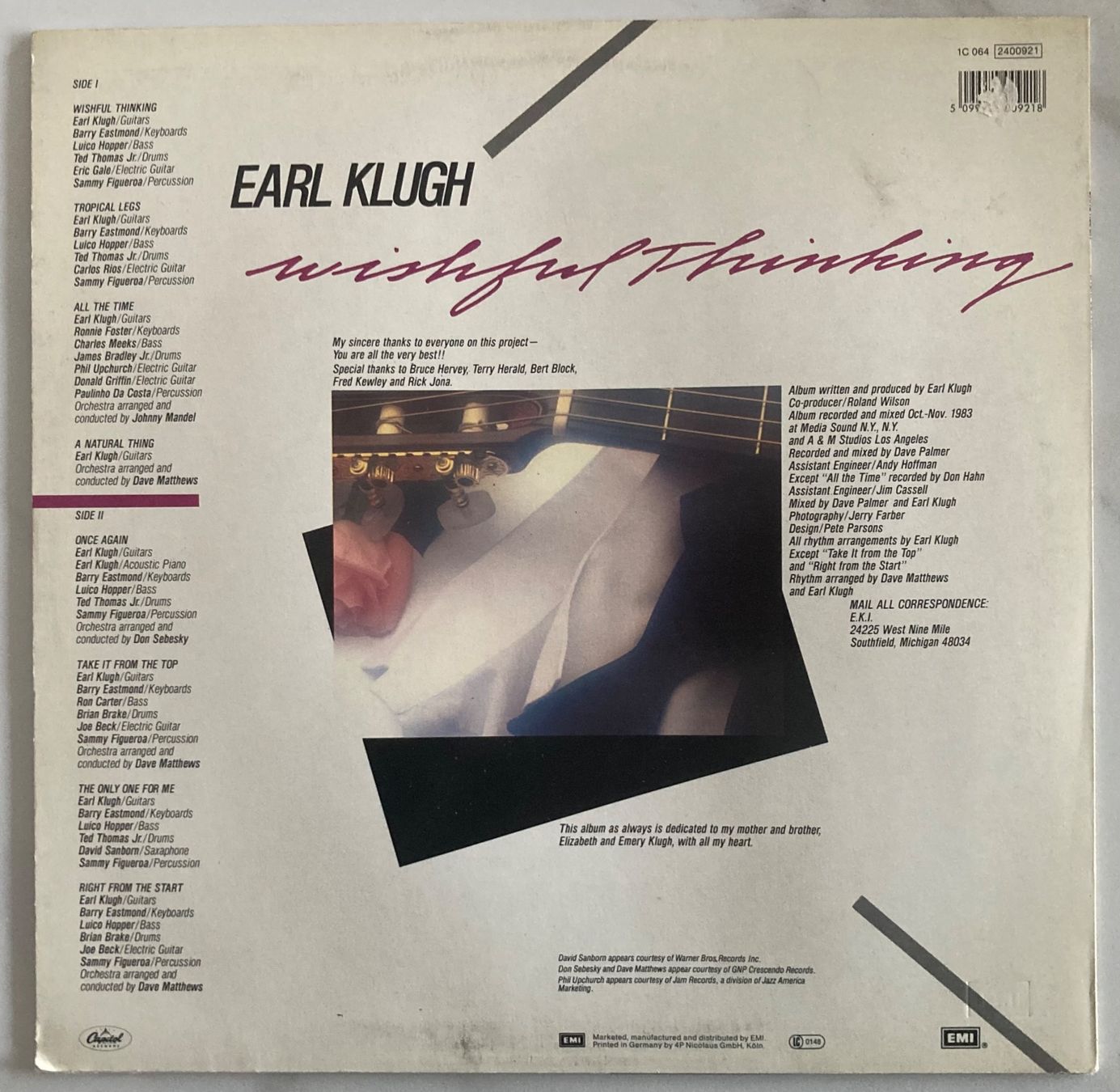 Dischi in vinile: EARL KLUGH - WISHFUL THINKING – Usato da Poliez-Pittet venduto da Newtown-Records 1