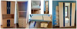 Kinderzimmer mit mehreren Schränken und Schreibtisch (Paidi)