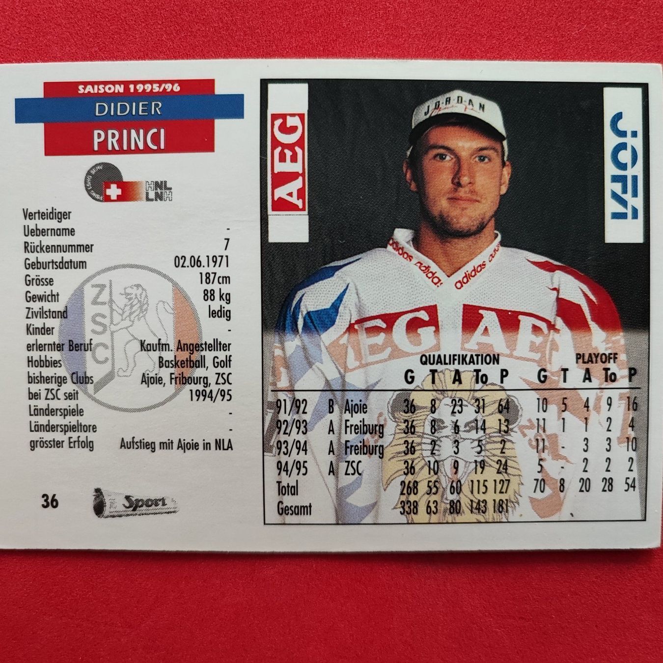 Carte collezionabili: Didier Princi - ZSC - 1995/96 – Usato da Dübendorf venduto da kb86_MOVIE 1