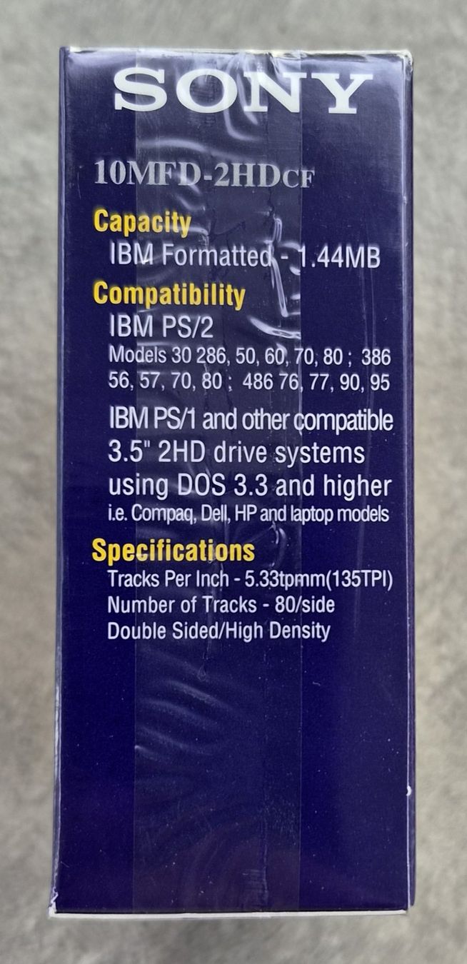 Sony Dischetti: SONY Foppy disk 3.5" 10MFD-2HDCF - 1.44MB, IBM formatted – Nuovo e nell'imballaggio originale da Castione venduto da Rx-stamps 1