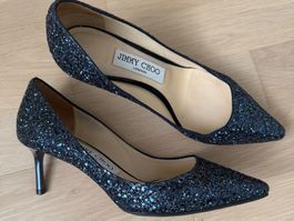 Jimmy Choo Pumps Gr. 35,5 Glitzer Blau Dunkelblau Party