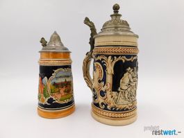 Bierkrüge mit Zinndeckel
