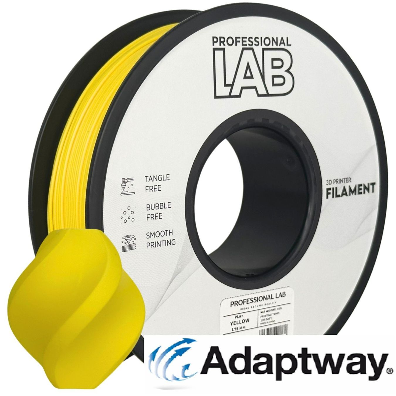 3D Drucker: PLA+ 1.75 mm, 1 kg, gelb – Neu und originalverpackt aus Anglikon von Adaptway