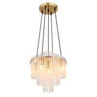 Pendelleuchte, Glasstäbe, Gold, 40 cm Ø
