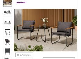 Ambia Garden Balkonset 3-teilig Anthrazit Fabrikneu