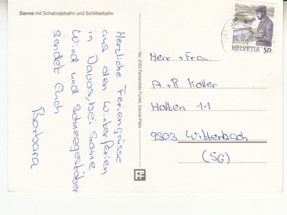 Cartoline postali: Davos Schatzalp 1990 – Usato da Bürglen TG venduto da StampGraf 1