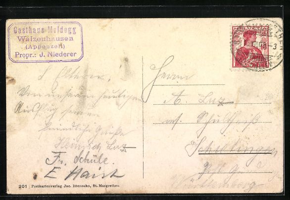 Cartoline postali: Walzenhausen, Gasthaus Meldegg, Panorama – Usato da Berlin venduto da bartko-reher 1