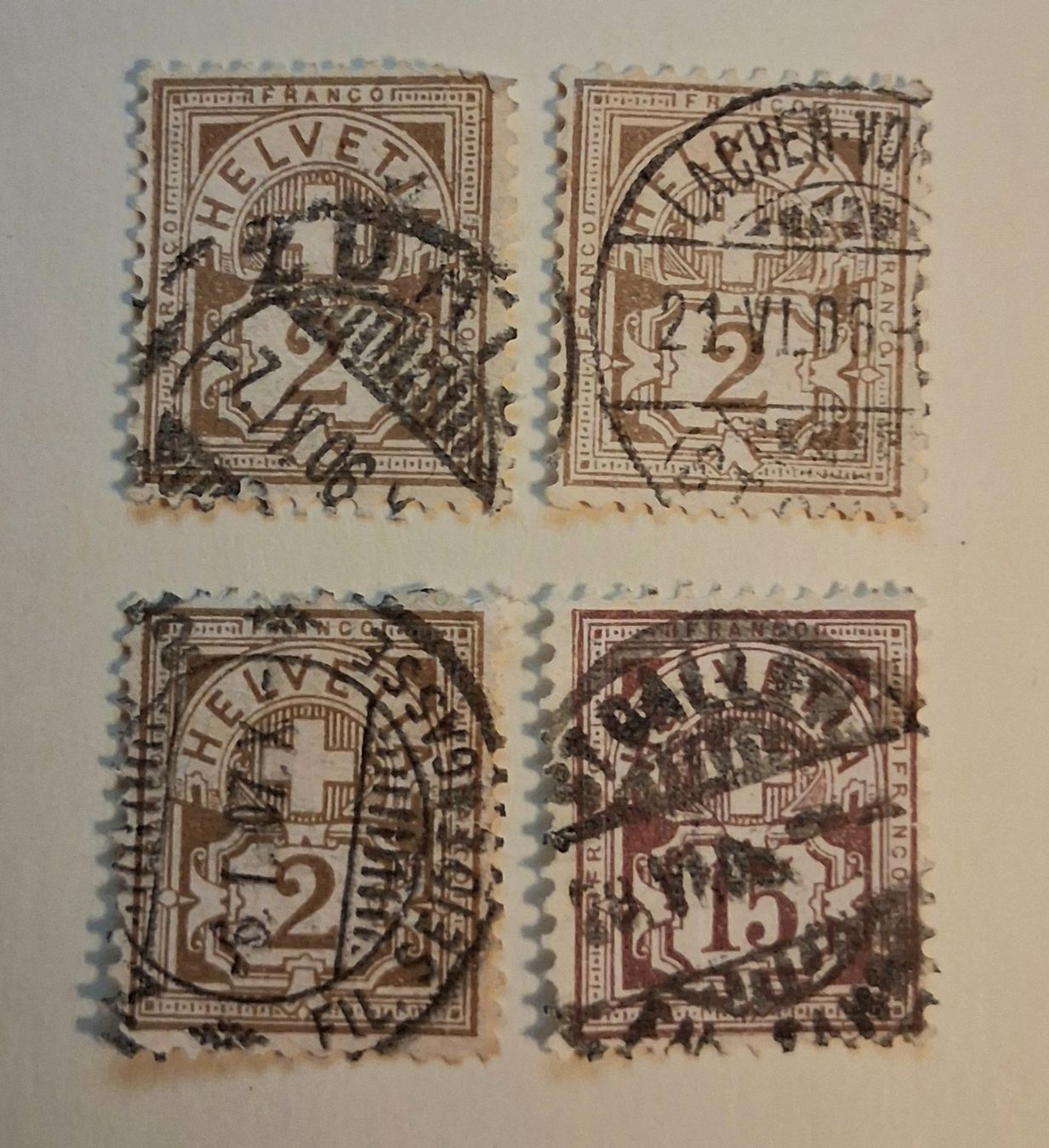 Tutti i francobolli: Briefmarken Ziffermuster 15 Stück – Usato da Stalden (Sarnen) venduto da Salina_23