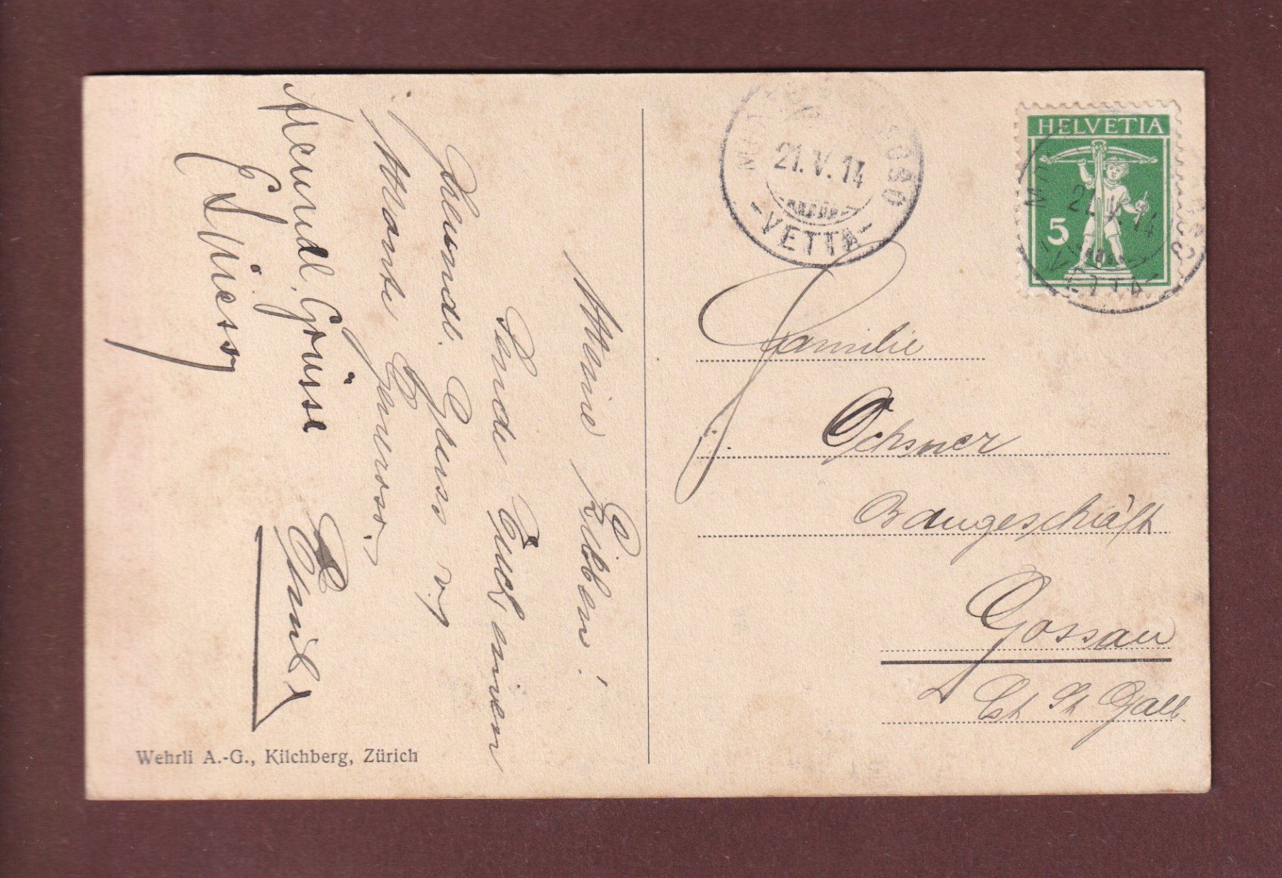 Cartoline postali: LAGO DI LUGANO - 1914 – Usato da Pully venduto da nicecards-shop 1
