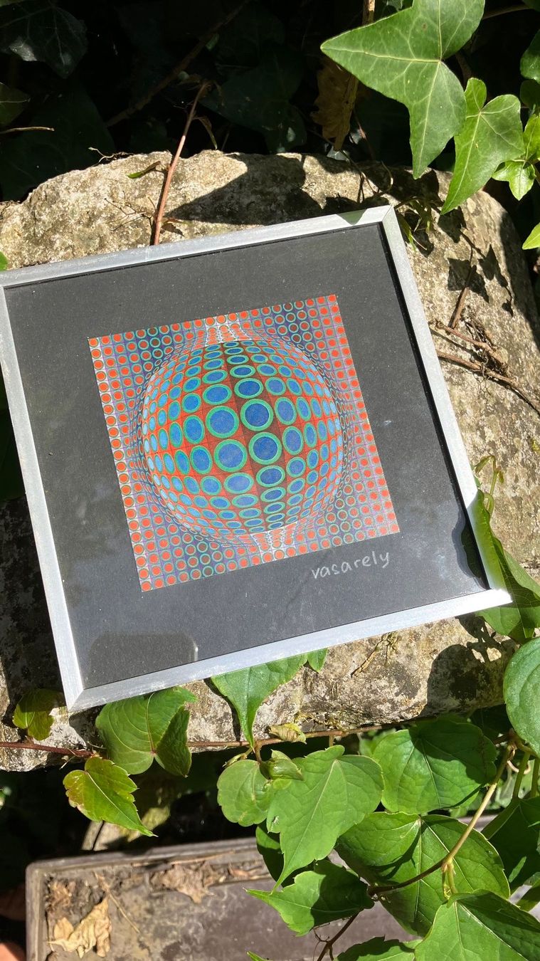 Gemälde: tableau Cadre art Rahmen optique 3D 70s – Gebraucht aus St-Cierges von LeRegain