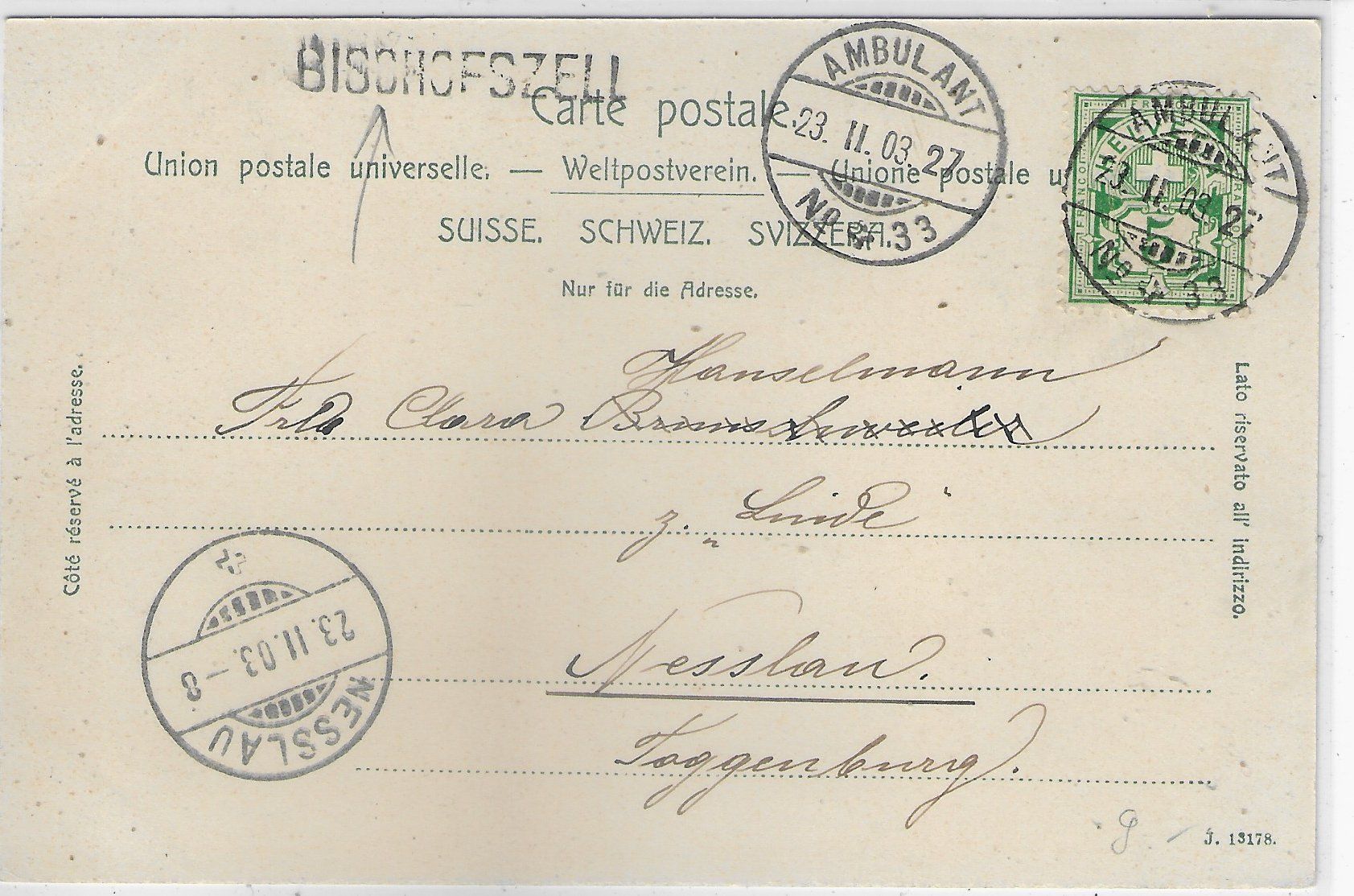 Ansichtskarten: Gruss aus Bischofszell - Litho – Gebraucht aus Ettingen von Kartenplanet 1