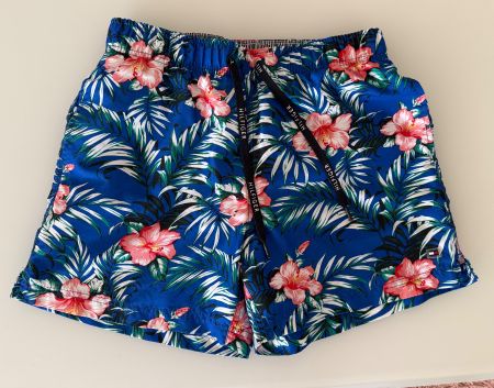 Badehose Tommy Hilfiger - blau mit Blumendruck - Grösse S