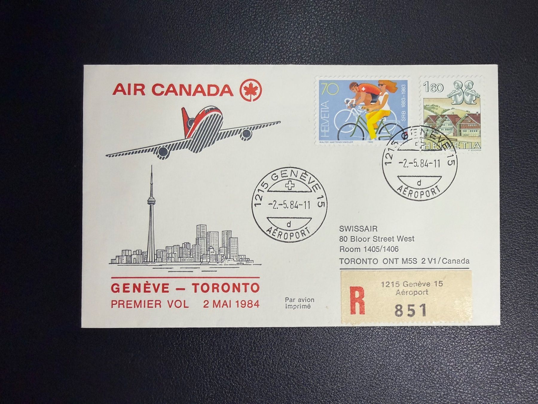 Alle Briefmarken: Air Canada Erstflugbrief Genf-Toronto 1984 – Gebraucht aus oberrüti von jeanmei