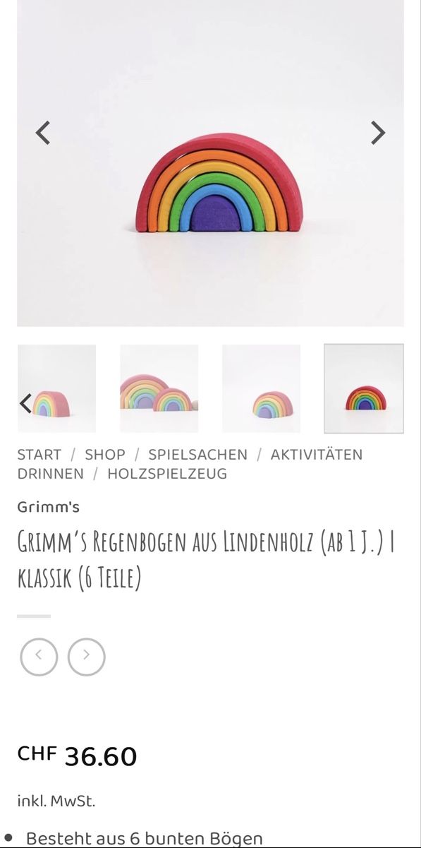 Giocattoli: Grimms Regenbogen klein (unvollständig) – Usato da Bern venduto da PJOCH 3
