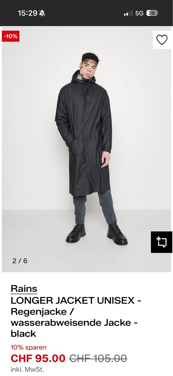 Rains Giacche: Rains schwarze lange Regenjacke – Usato da Zürich venduto da bananadoll 4