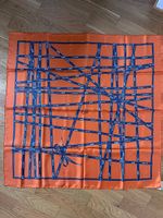 Hermès Carré 90 Bolduc Seidentuch Orange/grau NEU