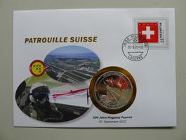 2021 Patrouille Suisse Numisbrief "100 J. Flughafen Payerne"