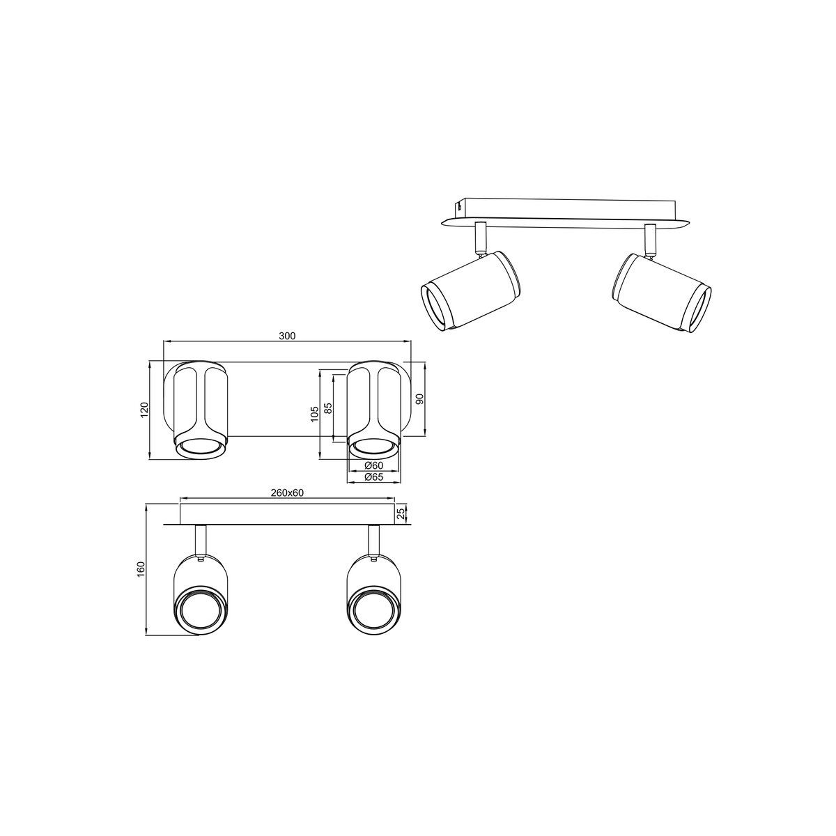 Lampade: Deckenstrahler, 2 Spots, 30 cm x 12 cm – Nuovo (secondo la descrizione) da Kreuzlingen venduto da Smart-Light 4