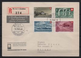 Pro Patria Ersttagsbrief 1947, PTT Bern gelaufen nach Milano