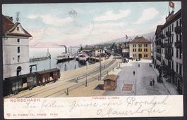 Rorschach Hafenplatz und Hafen mit Dampfschiffen