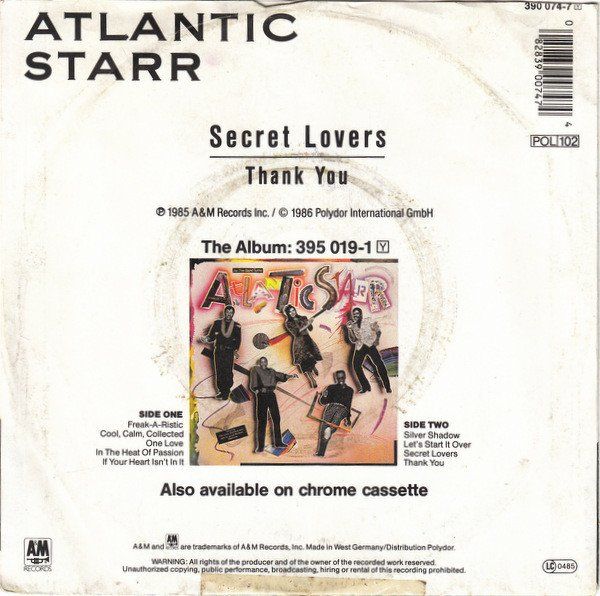 Dischi in vinile: Atlantic Starr: Secret Lovers 7" – Usato da Steinhausen venduto da Vilivinili 1
