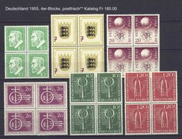 BRD 1955, 4er-Blocks, postfrisch** Kat Fr 180.00