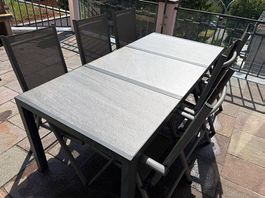 Gartentisch mit 6 Stühlen Aluminium Gestell guter Zustand