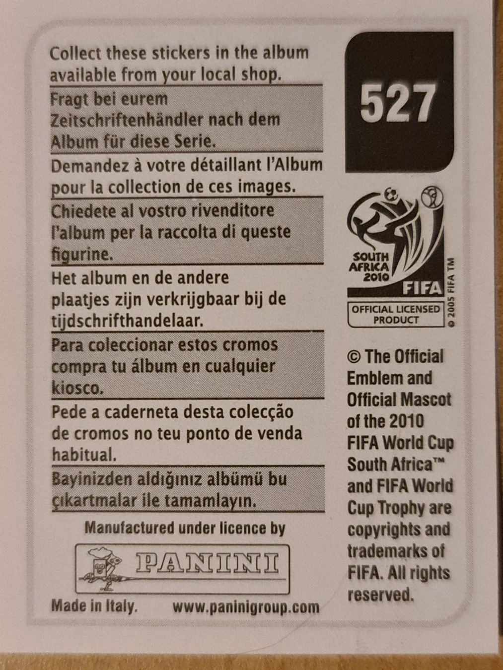 Panini Carte collezionabili: Panini WM 2010 Nr. 527 – Nuovo (secondo la descrizione) da Dintikon venduto da Prime-shop 1