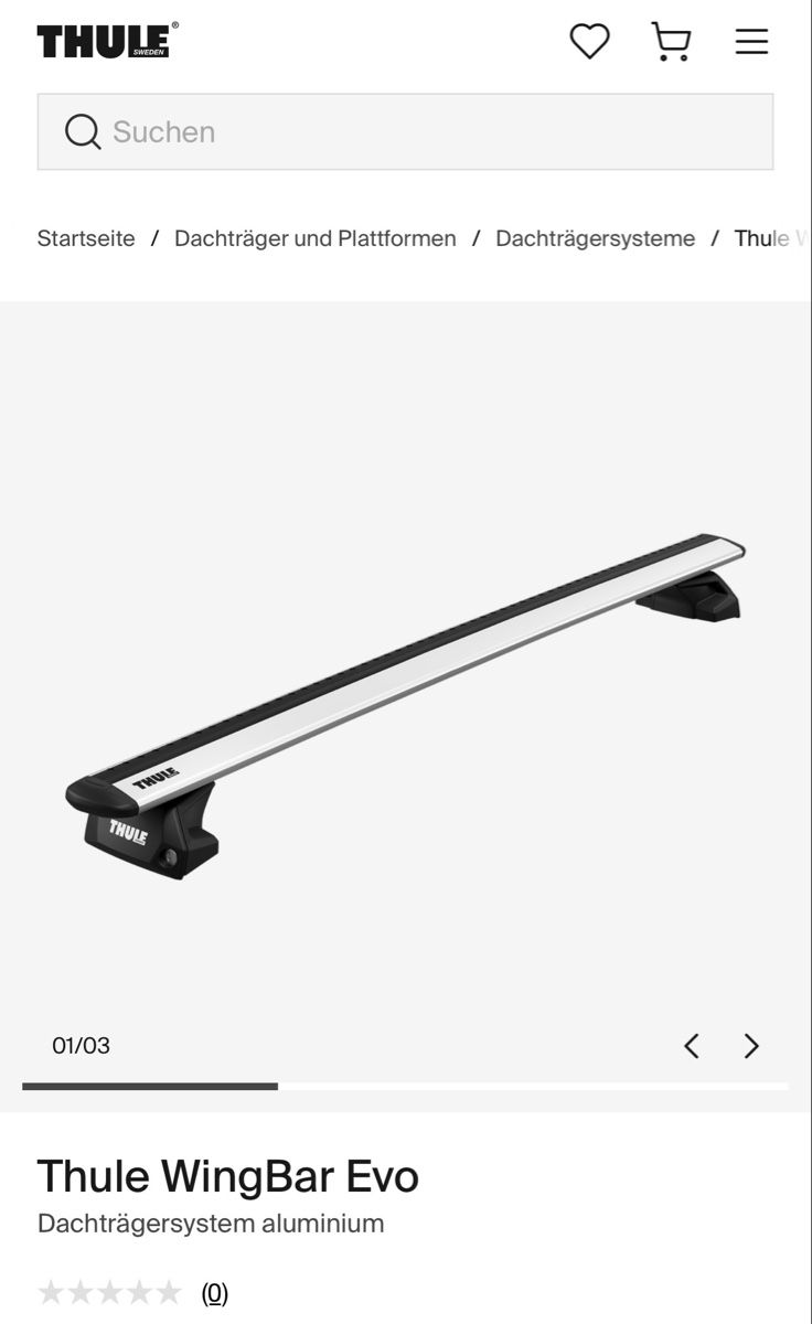 Thule Barres de toit: Thule WingBar Evo Dachträgersystem aluminium 127cm – D'occasion à Bolligen par Brunski
