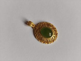 Echter Jade Anhänger in Gold farbe 925 Silber NEU