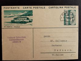 Bildpostkare   Postauto St. Moritz   Maloja   Engadin 1932