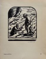 Karl Hänny, Orig. Holzschnitt, sign., Christus und Petrus